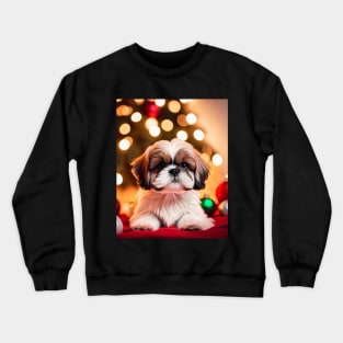 Tiny Shih Tzu Christmas Puppy Crewneck Sweatshirt